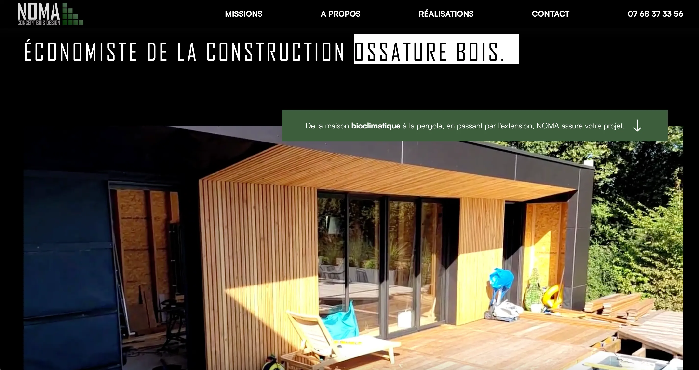 Capture d'écran du site internet de Noma Concept Bois Design